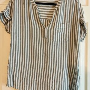 Beach Lunch Lounge Striped Short Sleeve Blouse